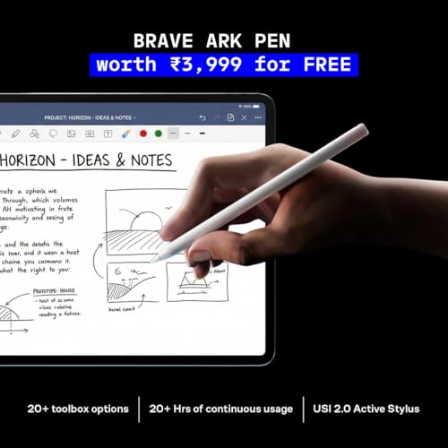 Brave Ark (SmartChoice) Android Tablet with Pen| 12.95"(32cm) 2.8K 144Hz Display| Snapdragon 8s Gen 3| AI-Enabled|12GB RAM, 256GB ROM| Segment's Biggest 14550mAh Battery| 8 Speakers|WiFi|Galactic Blue