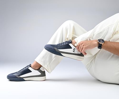 LOUIS STITCH Blue and Grey Sneaker for Men | Comfortable Lace-Up Sneaker | LSP-SNK-AVI004-BUGY | UK-8