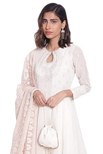 Wishful by W Light Yellow Anarkali Kurta-Churidar-Drape Set