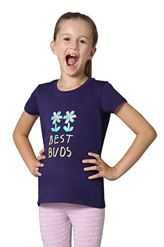 Van Heusen Girls 100% Cotton Relaxed Fit T-Shirt - - Ultra Soft, Round Neck, Short Sleeve_56405_Astral Aura_7-8 Years, Blue