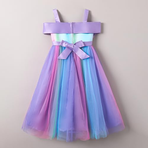 Hopscotch Girls Multi Short Sleeves Oversized Bow Applique Gown for Age (3-4 Years)