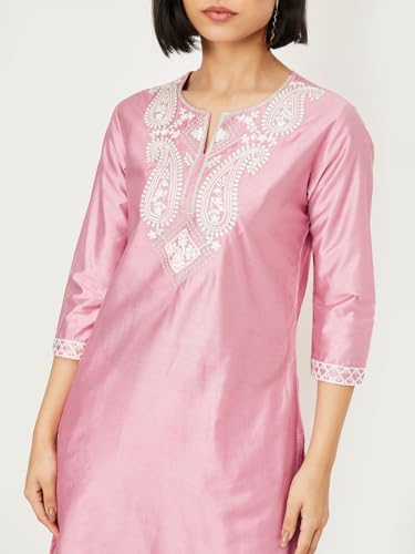 Max Women's Polyester Blend Kurta Set (CTKST54001_Pink