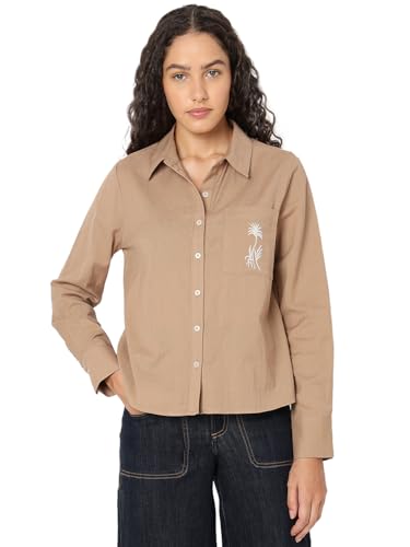 VERO MODA Women Regular Fit Brown Shirt