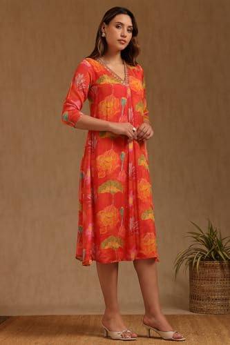 Soch Women's Chinon Maxi Dress (EWA5KU61501 Orange