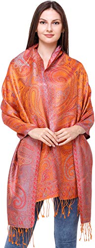Exotic India Women's Silk Stole (SHW76_Honey Suckle_Free Size)