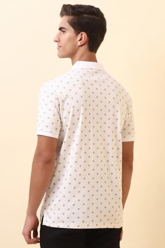 Allen Solly Men White Print Polo Neck T-Shirt