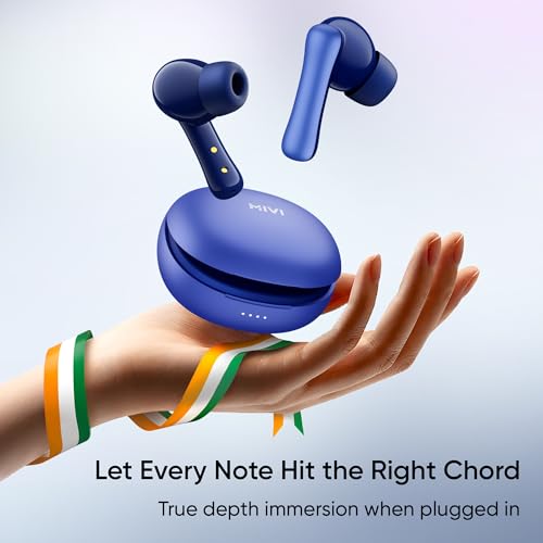 Mivi DuoPods i2 True Wireless Earbuds - 45H+ Playtime, HD Calls, Fast Charging, 13mm Bass Drivers, IPX4 Sweatproof, v5.3 Bluetooth in Ear Ear Buds Wireless, Made in India