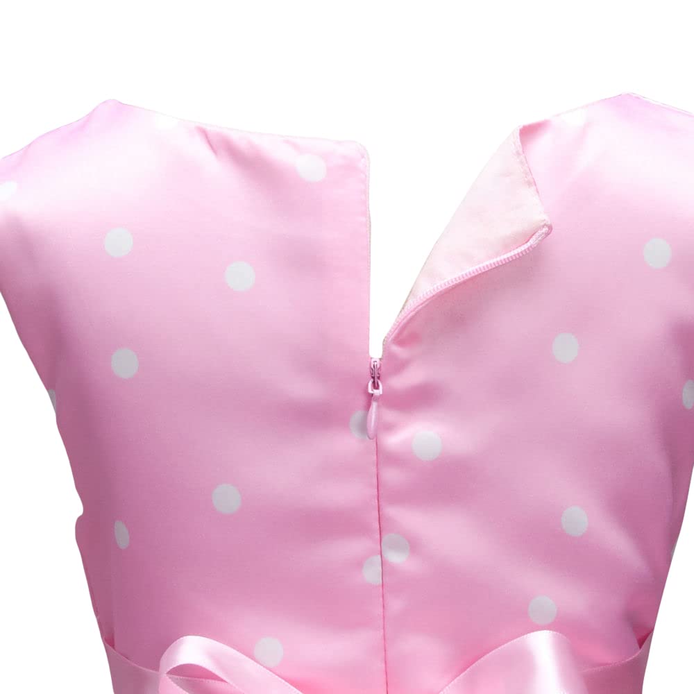 Hopscotch Girls Sleeveless Polka Dot Print Party Dress In Pink Color for Ages 4-5 Years