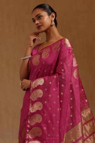 Soch Womens Fuchsia Art Silk Zari Woven Saree