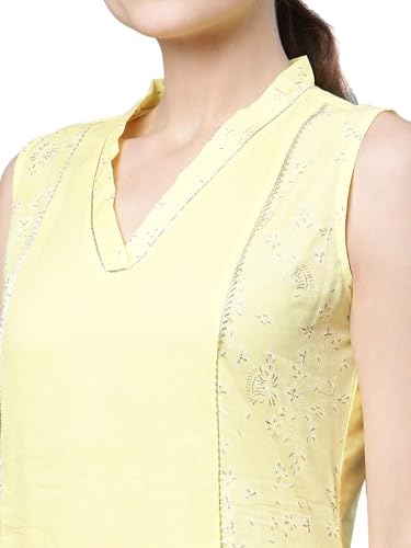Ahalyaa Women Yellow Colour Cotton Printed Kurta Palazzo Set
