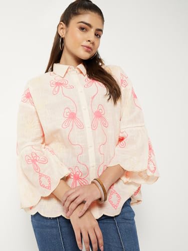 Max Women Embroidered Tunic (Off White_S)