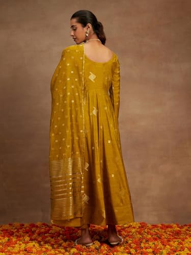 Libas Women's Chanderi Silk Kurta Sets_34742H_Mustard_L
