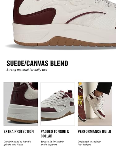 XTEP Men Super Comfy Modern Non Marking Skateboard Sneakers Street Lifestyle Shoes Canvas White/Red