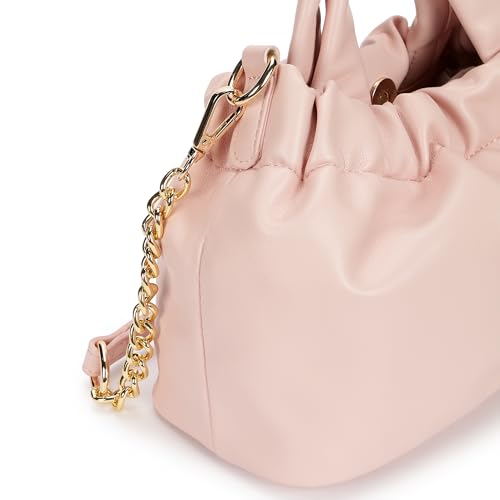 Fastrack Ruched Sling Bag for Women | Compact Faux Leather Crossbody with Detachable Chain Strap, Magnet Closure and Inner Pockets | Minimalist Everyday Sling for Casual and Evening Looks