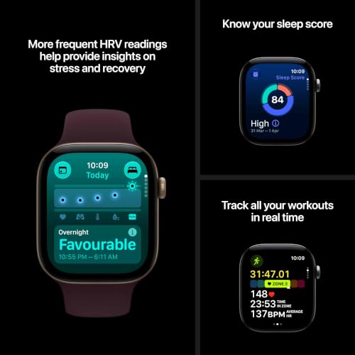 Apple Watch Series 12 GPS + Cellular 42mm Smartwatch | Dark Bronze Aluminium Case, Olive Sport Band - M/L. Health + Fitness + Sleep Tracking, Heart Rate, Safety