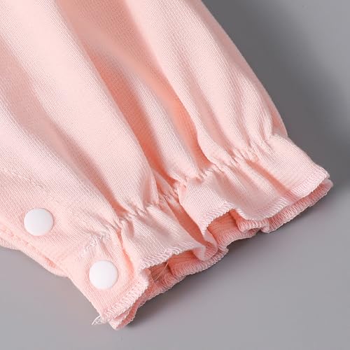 Hopscotch Girls Short Sleeves Pink Lace Collar Floral Cotton Romper For Ages (9-12 Months)