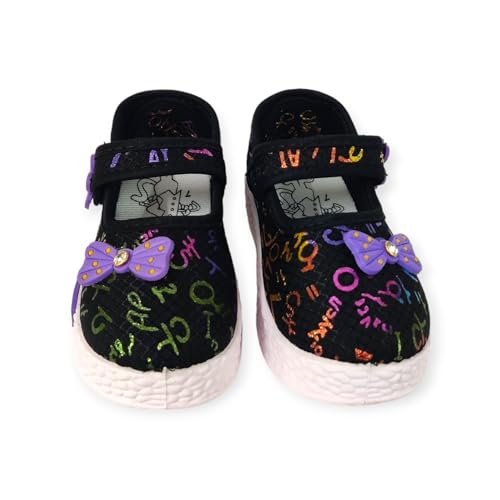 CLZ Girls Fashionable Stylish Casual Comfortable Lightweight Ballerina Cute-1 Black for 1-4 Years Girls (Black, 3_Point_5_Years)