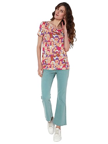 VERO MODA Women Printed Cotton Blend Regular Fit Pink T-Shirt