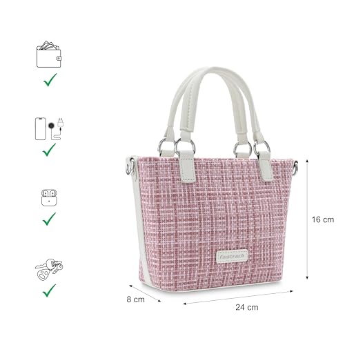 Fastrack Women's Basketweave Satchel | Detachable Adjustable Sling, Top Zip Closure, Inner Utility Pockets, Handheld Option | Textured Fabric Bag | 6 Months Warranty