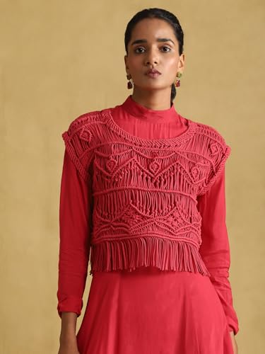 Ritu Kumar Fuschia Dress with Macrame Top