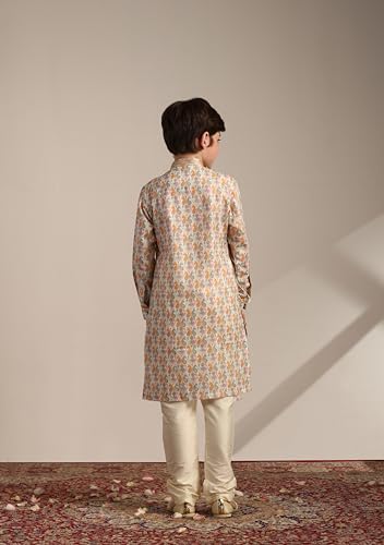 Manyavar Boys Beige Blended Cotton Kurta Pyjama Set(2-3 years)