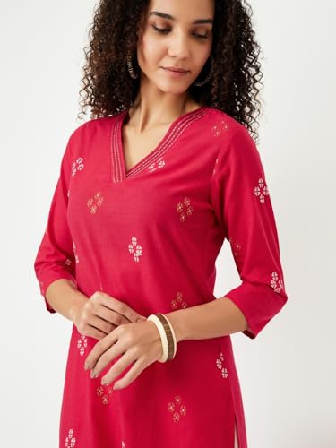 Max Women's Cotton Regular Kurta (PEPKFE24SE_Pink
