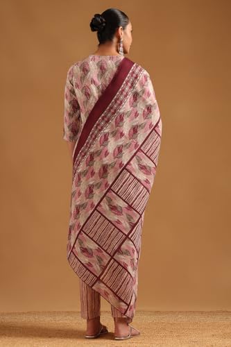 Soch Womens Multi Linen Blend Botanical Salwar Suit With Mirror