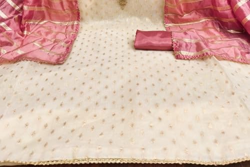 Leeli Peeri Designer Women's Simmer Silk Embroidery Work Unstitched Salwar Suit Dress Material