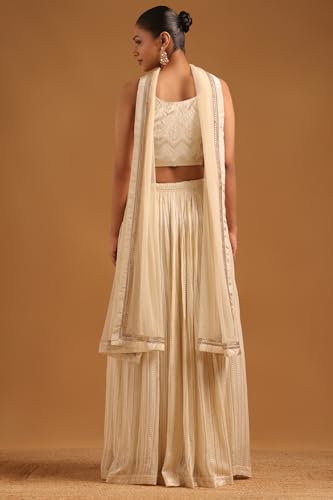 Soch Womens Beige Georgette Ethnic Motifs Lehenga Choli Set With Sequined