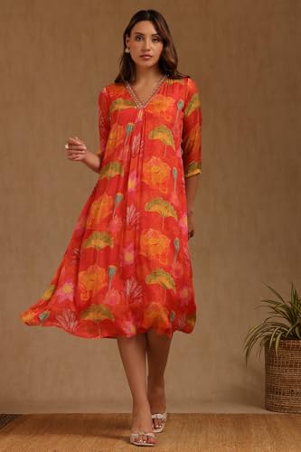 Soch Women's Chinon Maxi Dress (EWA5KU61501 Orange