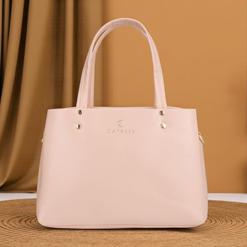 Caprese Geneva Medium Satchel Bag for Women with Adjustable & Detachable Strap & Multiple Compartments | Versatile Shoulder, Crossbody & Handheld Bag for Work, Travel, and Everyday Use (Pink Sorbet)