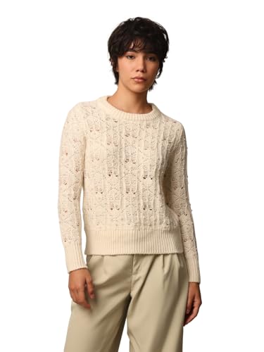 ONLY Women's Regular Fit Beige Sweater
