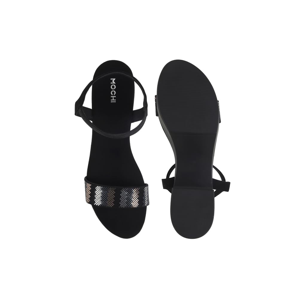Mochi Women Black Elevated Fashion Sandals With Block Heel UK/7 EU/40 (34-272)