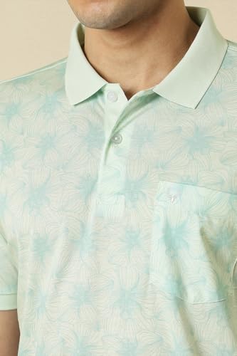 Allen Solly Men Green Print Polo Neck T-Shirt