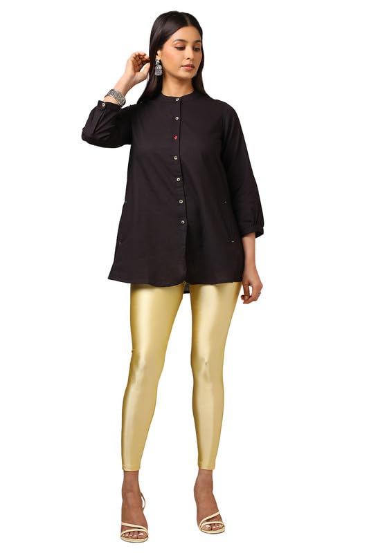 Soch Womens Gold Nylon Blend Solid Leggings