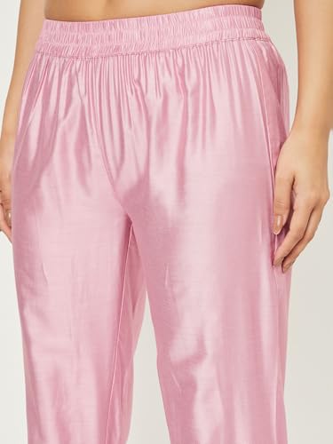 Max Women's Polyester Blend Kurta Set (CTKST54001_Pink