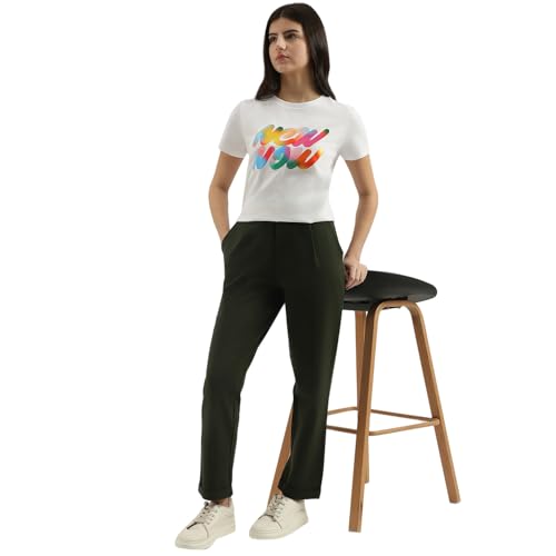UNITED COLORS OF BENETTON Solid Narrow Fit Trousers (Size: XS)-25P3DI4DF00JG22M Green
