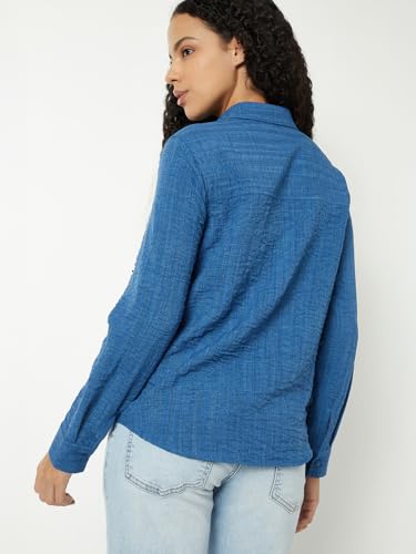 Max Women Textured Shirt (Blue_XXL)