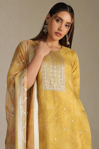 Soch Women's Organza Salwar Suit Set (EWA5CD22245_Mustard