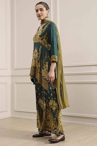 Biba Women's Viscose Kurta Set (SKDRTRDMA30324AW25GRN_Green