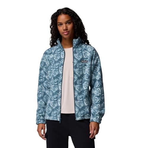 Columbia womens Benton Springs Printed Full Zip, Everblue Rose City, 2X