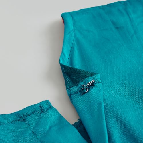 Hopscotch Hoscotch Girls Geometric Green Sleeveless 3 Piece Embroidered Tassel Lehenga Set For Ages (4-5 Years)