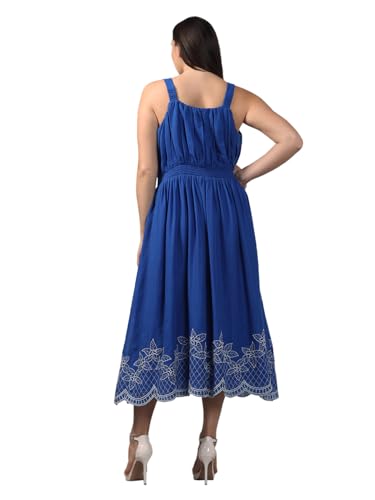 VERO MODA Curve Women's Fit and Flare Blue Dress