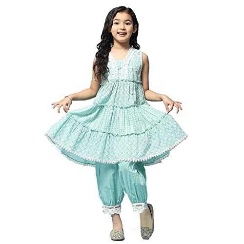 Biba Cotton, Suit Set Girl Printed Relaxed Kid(Kw5168_Mint Green_3)
