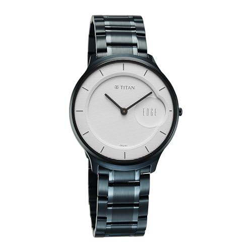 Titan Edge Murals Quartz White Round Dial Men's Watch | Stainless Steel Strap Material | Watches for Man | Watches for Men Analog - 1843QM04