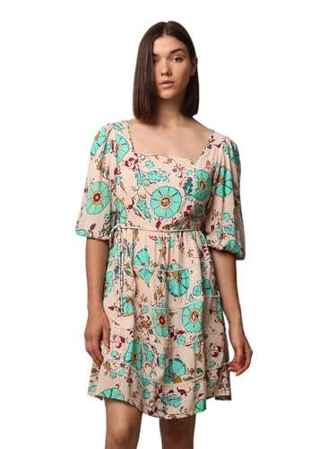 ONLY Women Floral Casual Beige Fit and Flare Dress