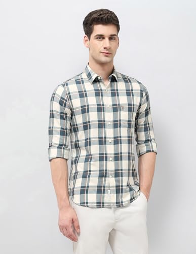 U.S.Polo ASSN. Men's Checkered Tailored Fit Shirt (USSHT3050_Teal