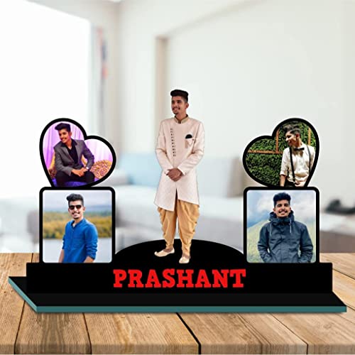 Personalized MDF Black Couple Photo Frame Table Top - Customized Gift with 5 Photos and Names - 12 x 18 Inch, 7mm Thick - Ideal for Anniversary, Wedding, and Valentine’s Day