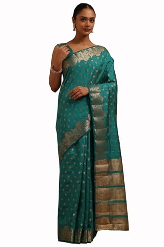 Soch Womens Teal Green Art Silk Zari Woven Saree
