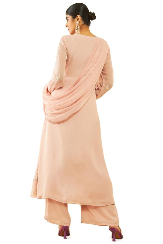 Soch Womens Georgette Floral and Paisley Pattern Beadwork Suit Set